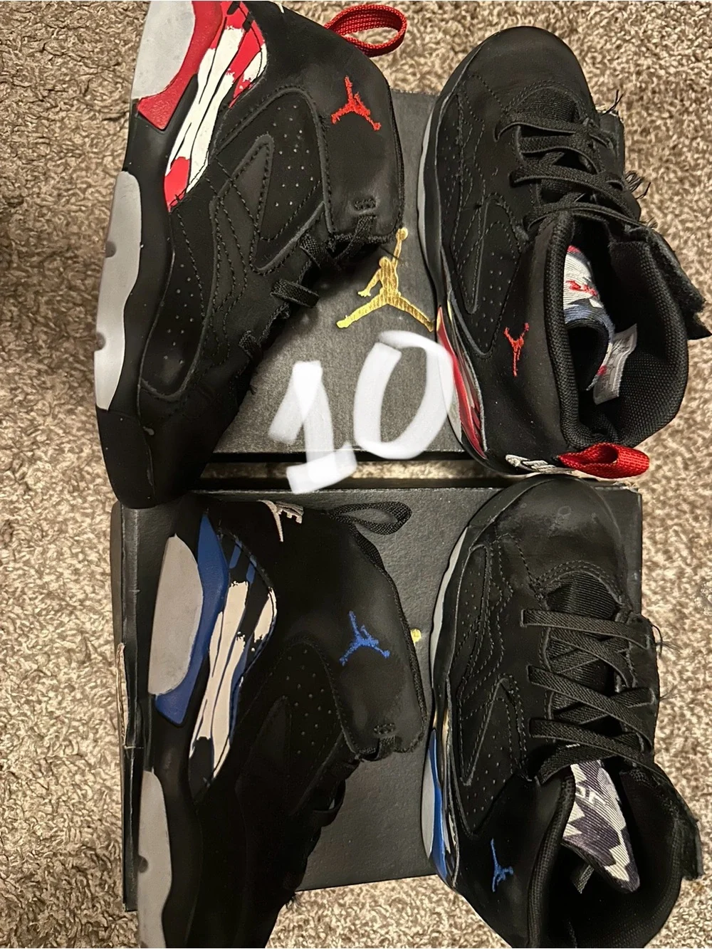 Jordan Kids Black Sneakers with Red and Blue Accents